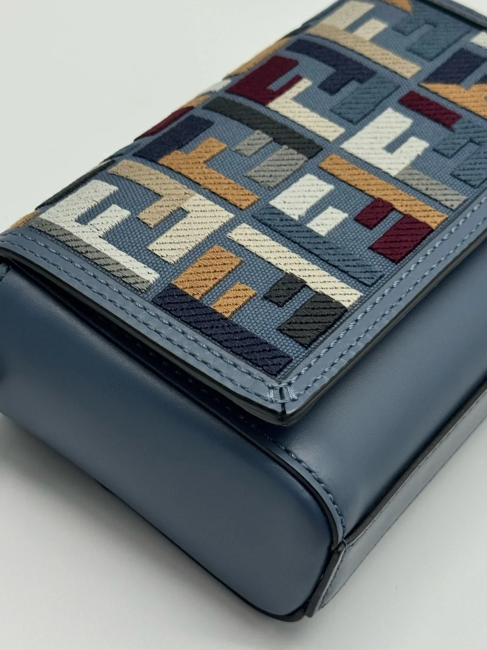 Fendi Vitello King Seta FF Mini Messenger Crossbody Bag with Adjustable Strap